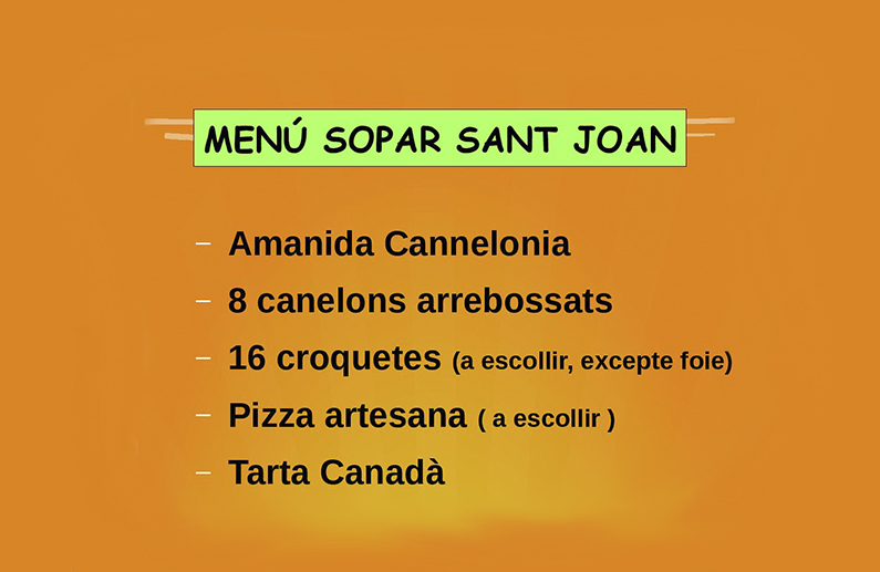 Cannelonia: menú especial per la Nit de Sant Joan