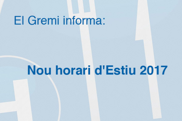 Nou horari d'Estiu 2017