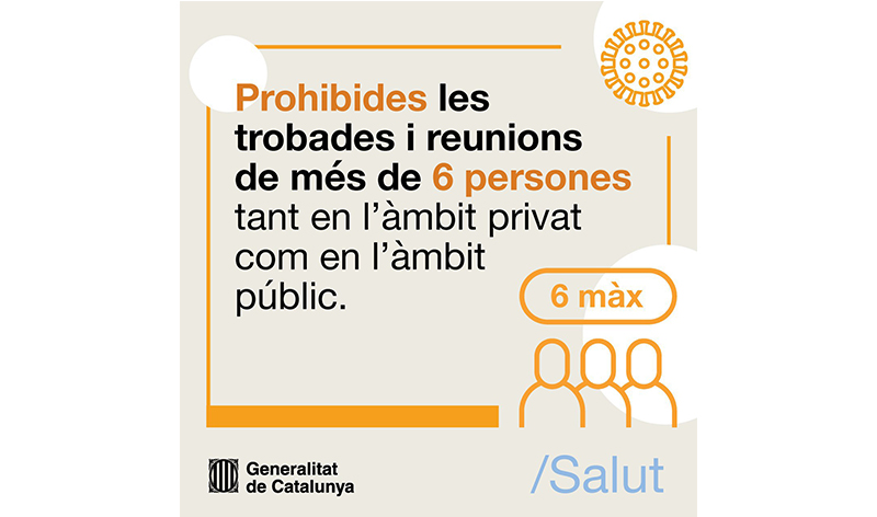resolució que limita a 6 persones les reunions