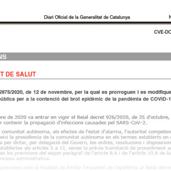 RESOLUCIÓ SLT/2875/2020, de 12 de novembre, Diari Oficial de la Generalitat de Catalunya