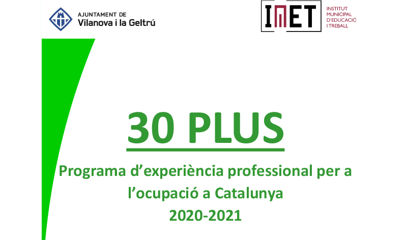 Contractacio subvencionada programa 30 PLUS 2020 IMET