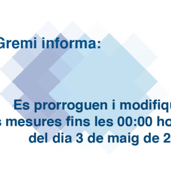 Es prorroguen i modifiquen les mesures fins les 00:00 hores del dia 3 de maig de 2021.