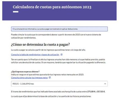 La Seguretat Social llança un simulador perquè els autònoms puguin calcular la quota que pagaran en 2023